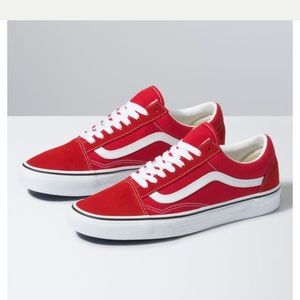 Red and white old school vans